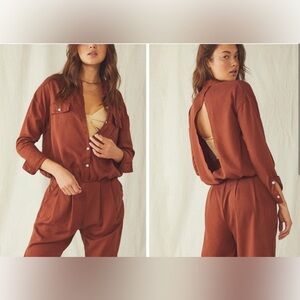 Free People Yasmin Open Back Button Up Top